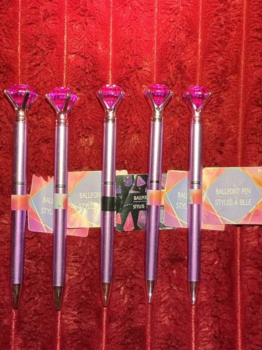 Purple Diamond-Top Ballpoint Pen Set - Elegant Purple Writing Pens